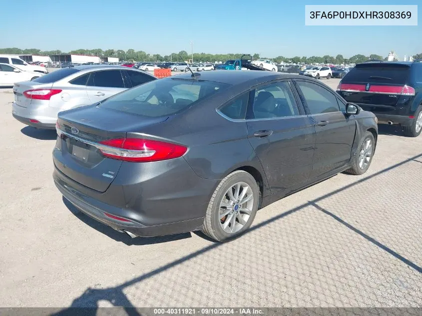 2017 Ford Fusion Se VIN: 3FA6P0HDXHR308369 Lot: 40311921