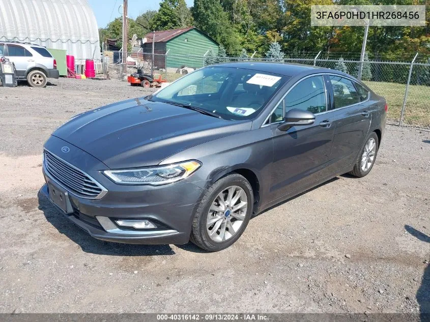 2017 Ford Fusion Se VIN: 3FA6P0HD1HR268456 Lot: 40316142