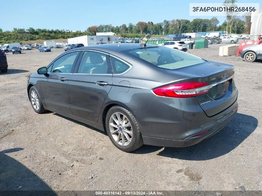 2017 Ford Fusion Se VIN: 3FA6P0HD1HR268456 Lot: 40316142