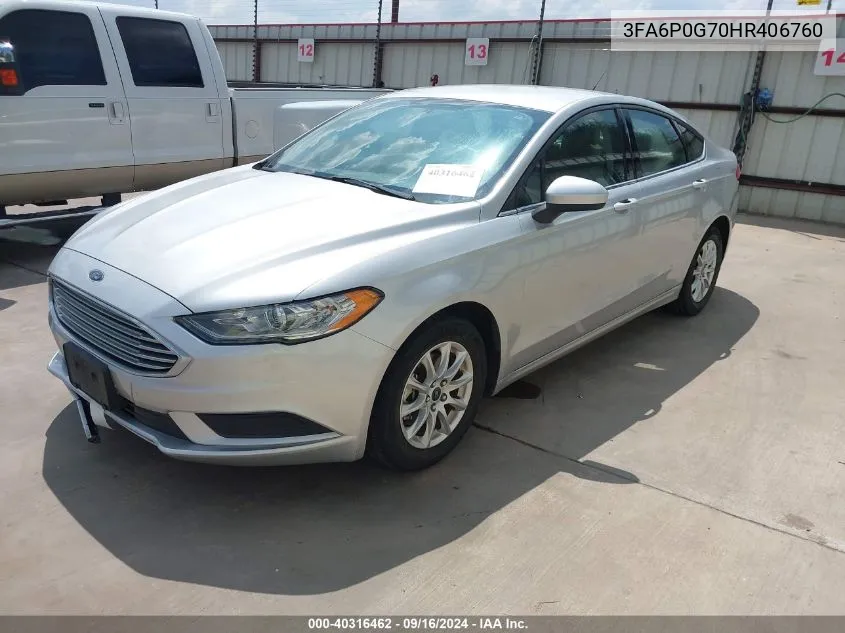 2017 Ford Fusion S Fwd S VIN: 3FA6P0G70HR406760 Lot: 40316462