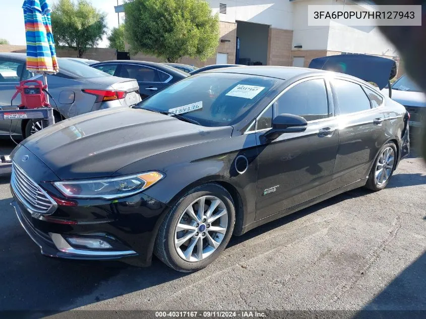 2017 Ford Fusion Se Phev VIN: 3FA6P0PU7HR127943 Lot: 40317167