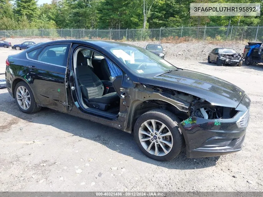 2017 Ford Fusion Hybrid Se VIN: 3FA6P0LU7HR195892 Lot: 40321486