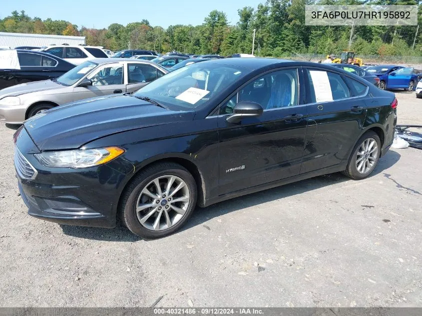 3FA6P0LU7HR195892 2017 Ford Fusion Hybrid Se