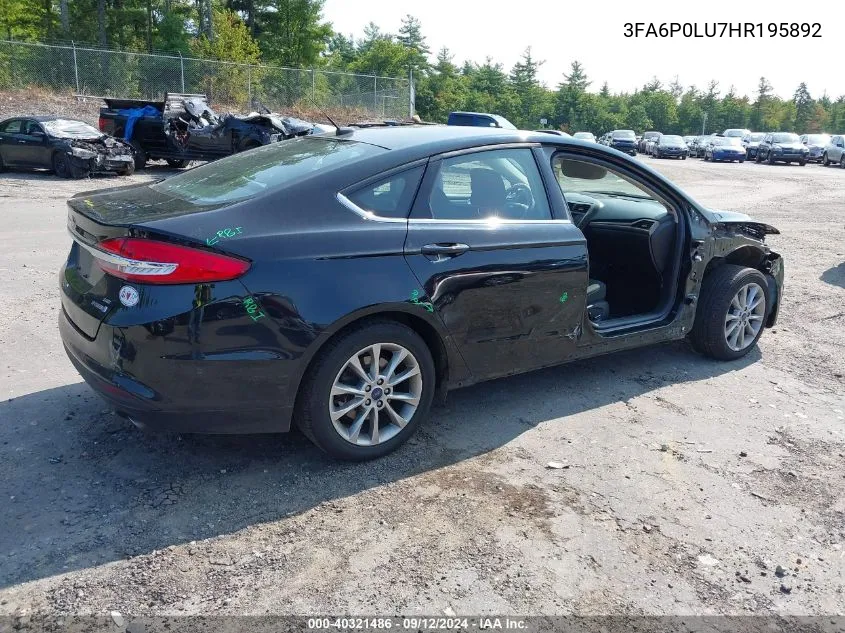 3FA6P0LU7HR195892 2017 Ford Fusion Hybrid Se