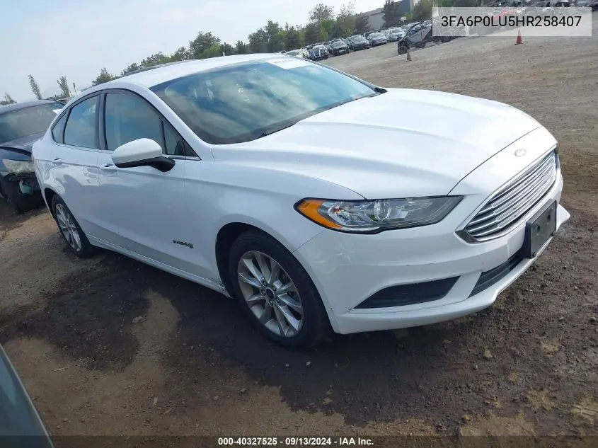 3FA6P0LU5HR258407 2017 Ford Fusion Hybrid Se