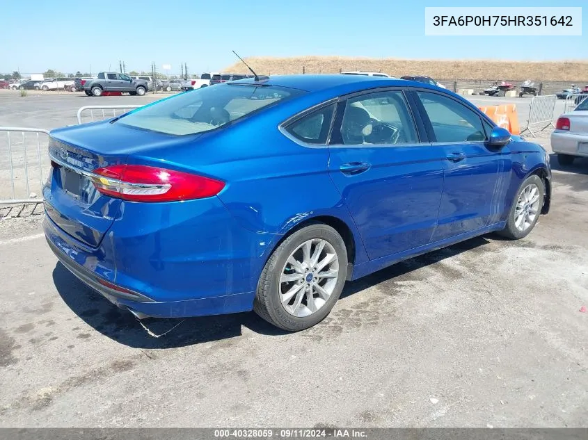 2017 Ford Fusion Se VIN: 3FA6P0H75HR351642 Lot: 40328059