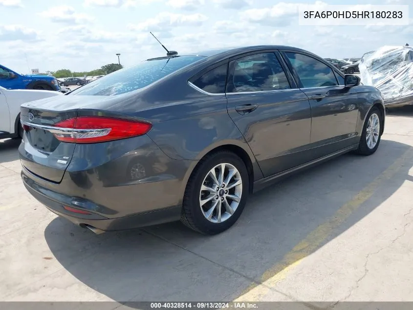 2017 Ford Fusion Se VIN: 3FA6P0HD5HR180283 Lot: 40328514