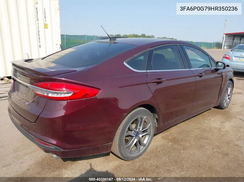 2017 Ford Fusion S VIN: 3FA6P0G79HR350236 Lot: 40330167