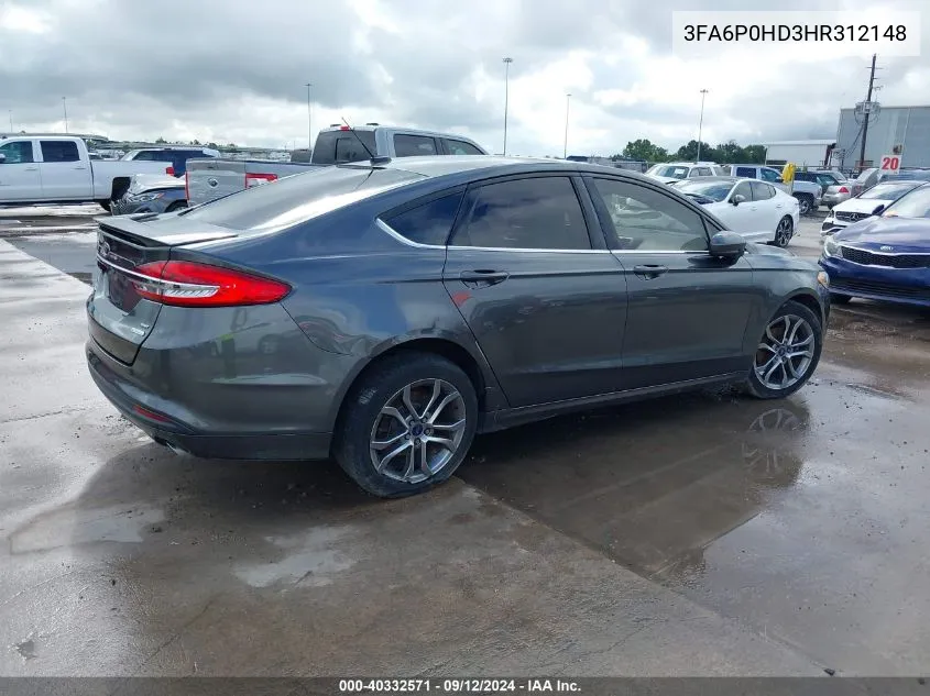 3FA6P0HD3HR312148 2017 Ford Fusion Se