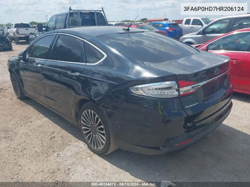 2017 Ford Fusion Se VIN: 3FA6P0HD7HR206124 Lot: 40334073