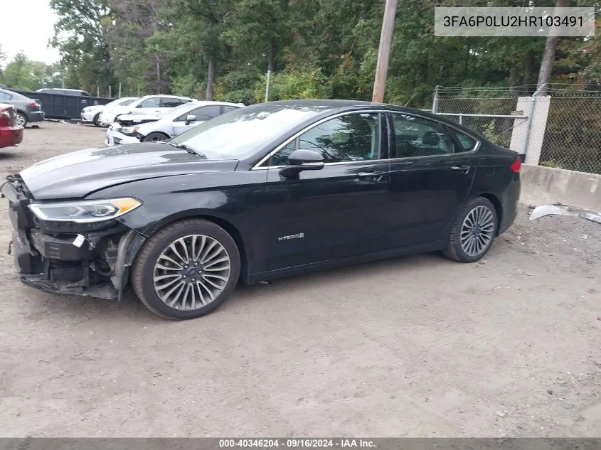 3FA6P0LU2HR103491 2017 Ford Fusion Hybrid Se