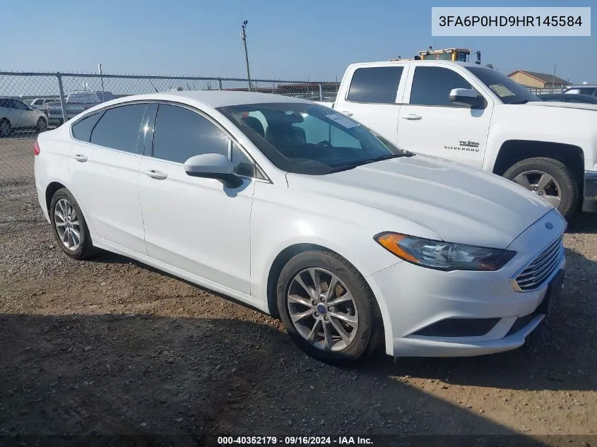 2017 Ford Fusion Se VIN: 3FA6P0HD9HR145584 Lot: 40352179