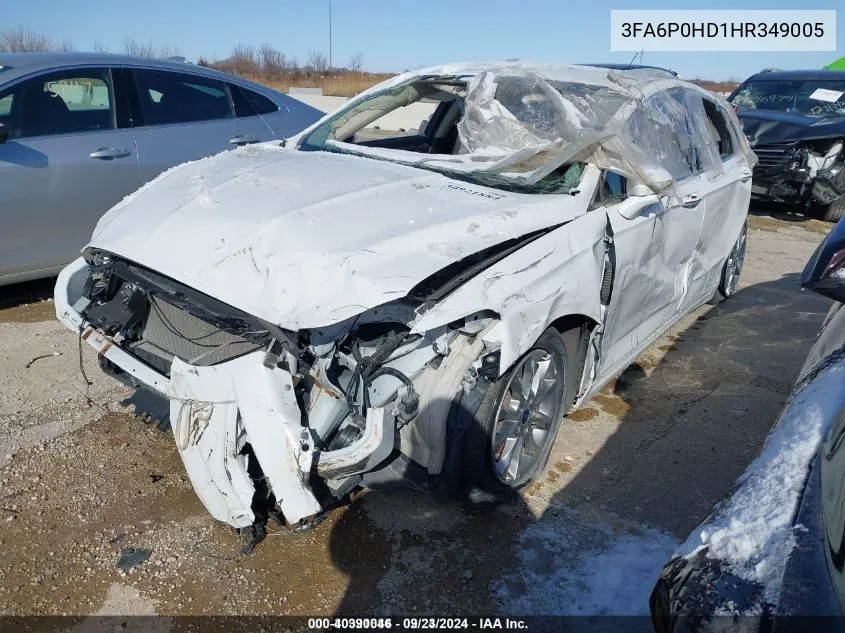 2017 Ford Fusion Se VIN: 3FA6P0HD1HR349005 Lot: 40390046