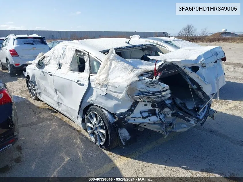 2017 Ford Fusion Se VIN: 3FA6P0HD1HR349005 Lot: 40390046