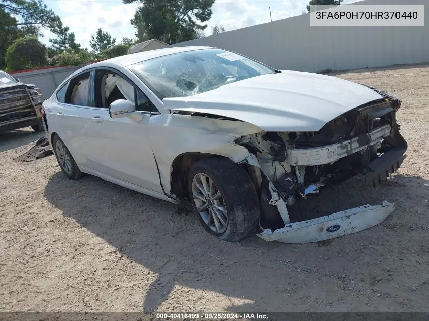 2017 Ford Fusion Se VIN: 3FA6P0H70HR370440 Lot: 40416499