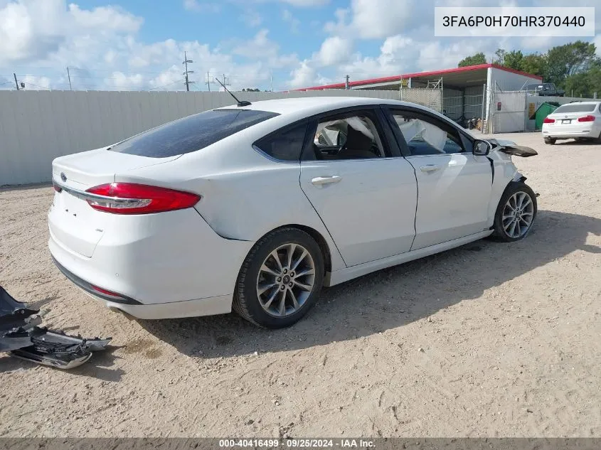 2017 Ford Fusion Se VIN: 3FA6P0H70HR370440 Lot: 40416499