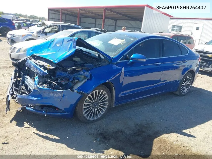 2017 Ford Fusion Se VIN: 3FA6P0T98HR264407 Lot: 40429909