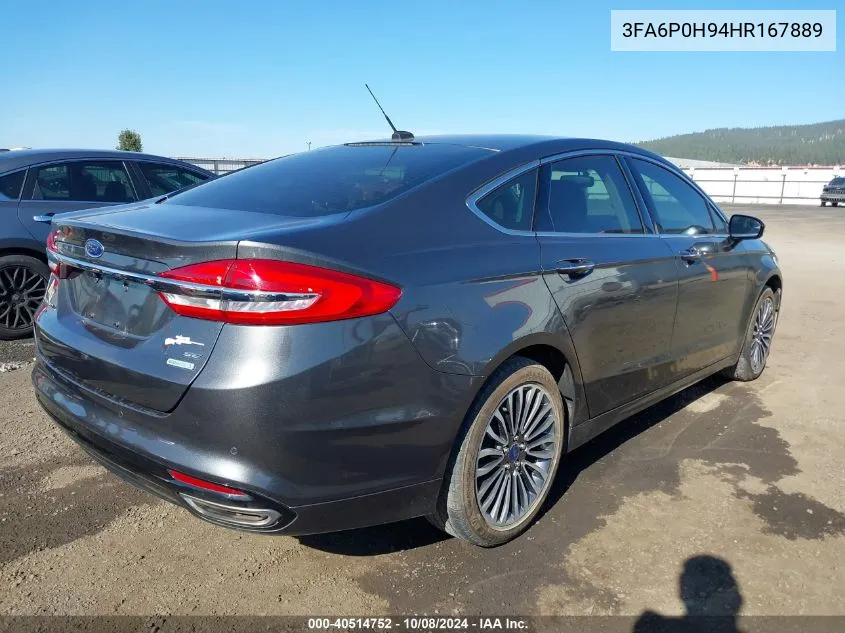 2017 Ford Fusion Se VIN: 3FA6P0H94HR167889 Lot: 40514752