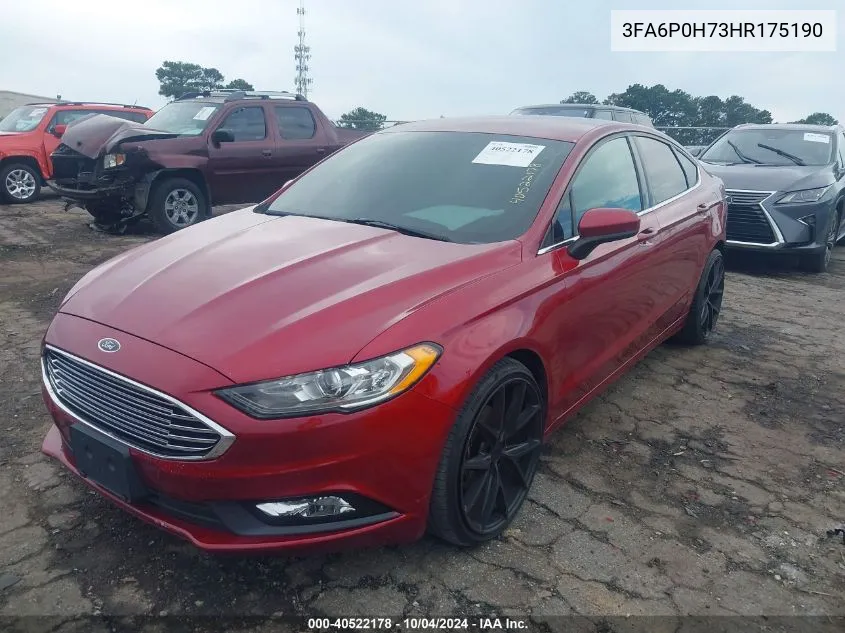 2017 Ford Fusion Se VIN: 3FA6P0H73HR175190 Lot: 40522178