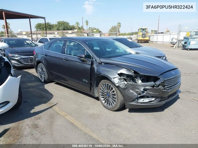 2017 Ford Fusion Energi Se Luxury VIN: 3FA6P0PU5HR322424 Lot: 40536119