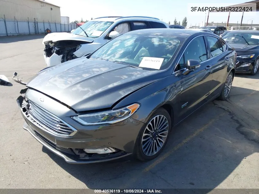 2017 Ford Fusion Energi Se Luxury VIN: 3FA6P0PU5HR322424 Lot: 40536119