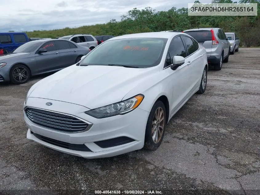 2017 Ford Fusion Se VIN: 3FA6P0HD6HR265164 Lot: 40541638