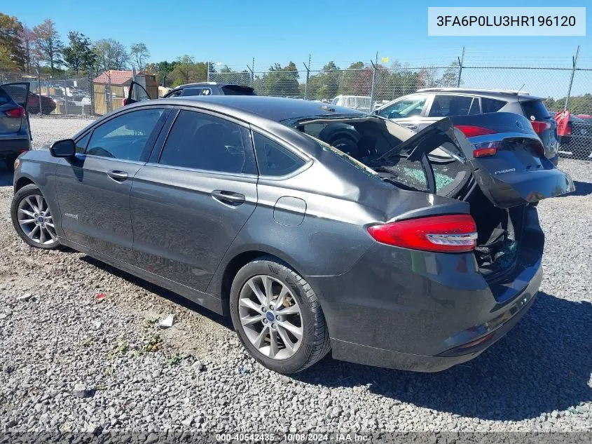 2017 Ford Fusion Hybrid Se VIN: 3FA6P0LU3HR196120 Lot: 40542435