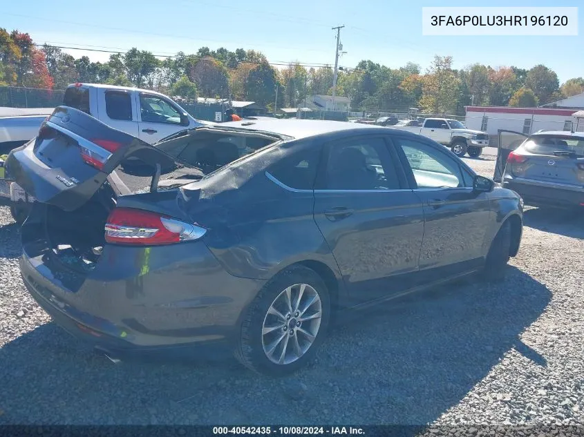 2017 Ford Fusion Hybrid Se VIN: 3FA6P0LU3HR196120 Lot: 40542435