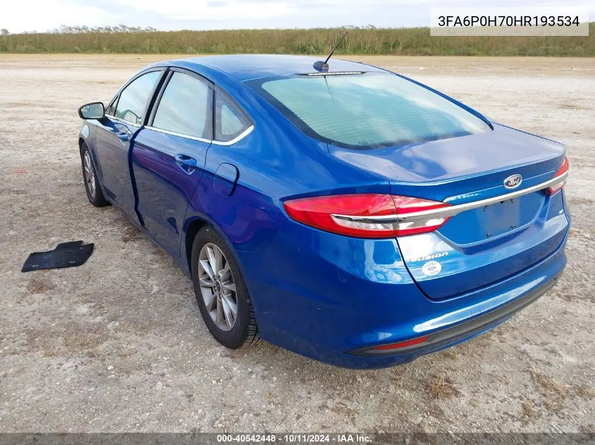 2017 Ford Fusion Se VIN: 3FA6P0H70HR193534 Lot: 40542448