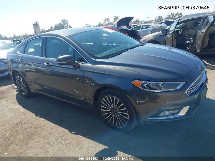 2017 Ford Fusion Energi Se Luxury VIN: 3FA6P0PU0HR379646 Lot: 40554031