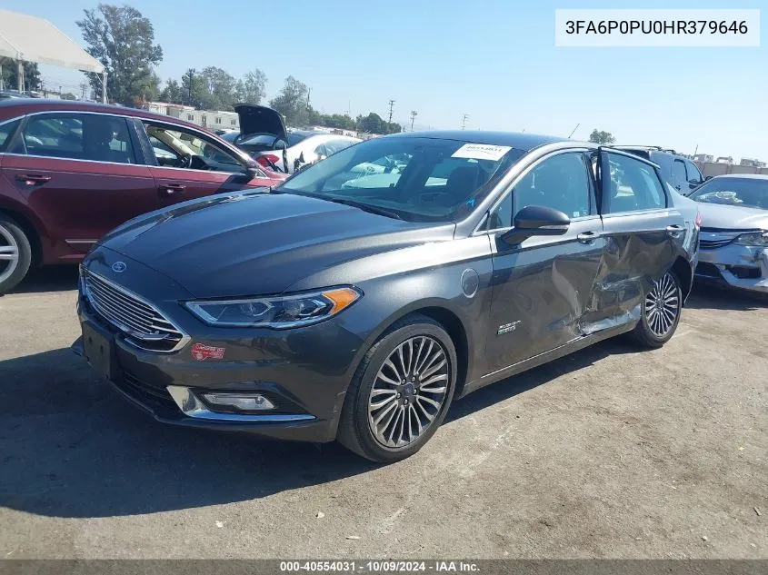 2017 Ford Fusion Energi Se Luxury VIN: 3FA6P0PU0HR379646 Lot: 40554031