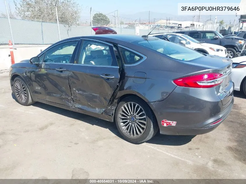 3FA6P0PU0HR379646 2017 Ford Fusion Energi Se Luxury