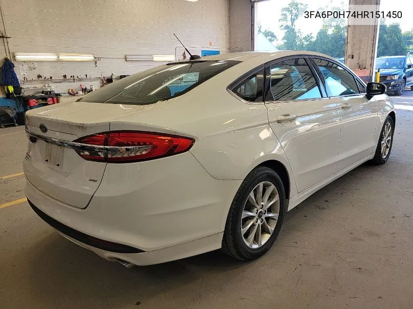 2017 Ford Fusion Se VIN: 3FA6P0H74HR151450 Lot: 40555977