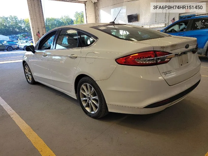 2017 Ford Fusion Se VIN: 3FA6P0H74HR151450 Lot: 40555977