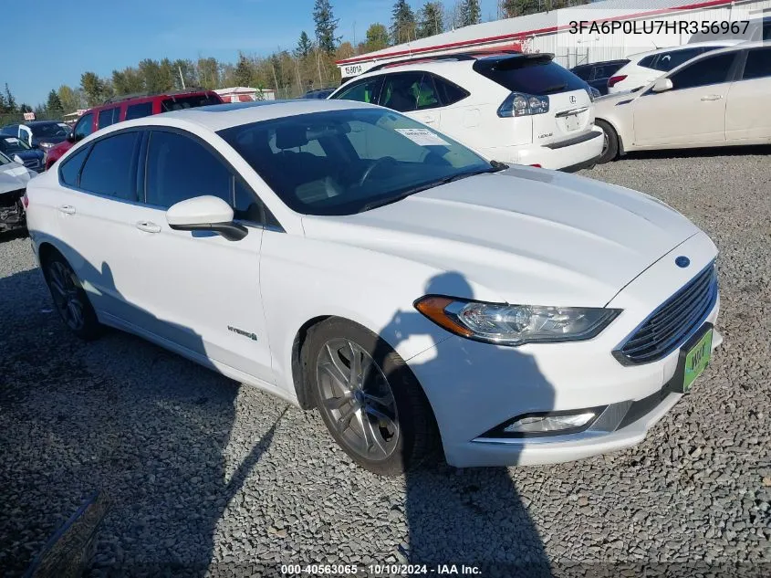 2017 Ford Fusion Hybrid Se VIN: 3FA6P0LU7HR356967 Lot: 40563065