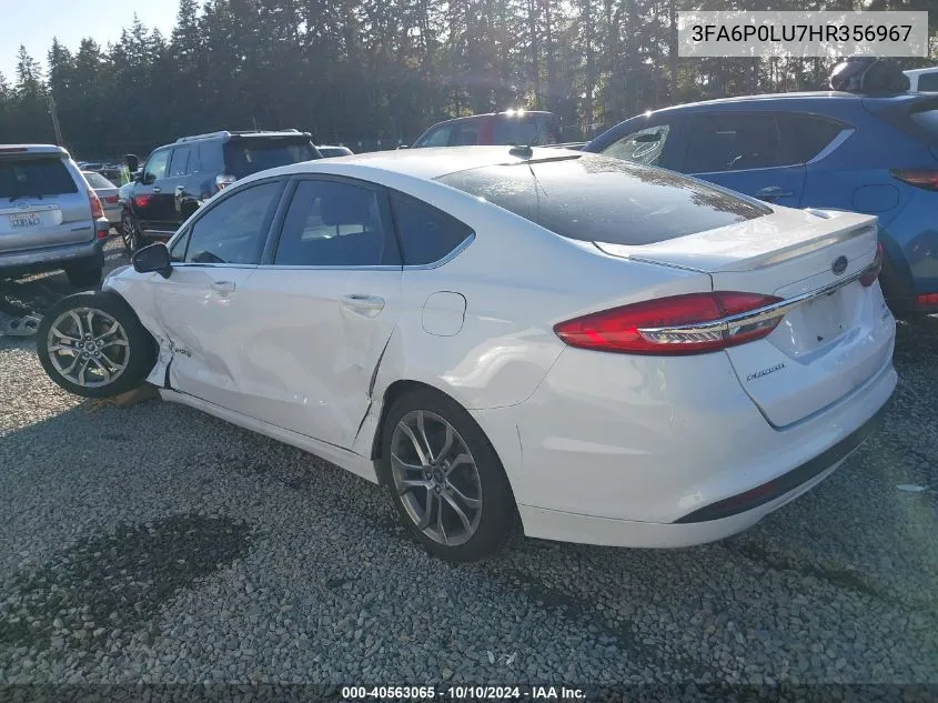 2017 Ford Fusion Hybrid Se VIN: 3FA6P0LU7HR356967 Lot: 40563065