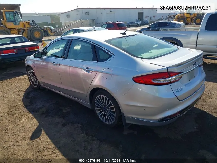 2017 Ford Fusion Energi Platinum VIN: 3FA6P0SU2HR190231 Lot: 40576168