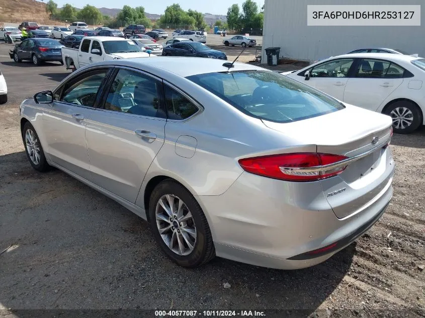 2017 Ford Fusion Se VIN: 3FA6P0HD6HR253127 Lot: 40577087