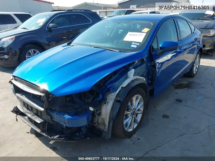 2017 Ford Fusion Se VIN: 3FA6P0H79HR416301 Lot: 40603777