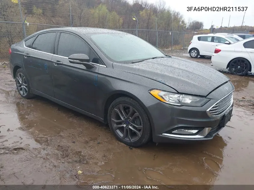 2017 Ford Fusion Se VIN: 3FA6P0HD2HR211537 Lot: 40623371