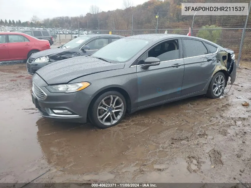 2017 Ford Fusion Se VIN: 3FA6P0HD2HR211537 Lot: 40623371