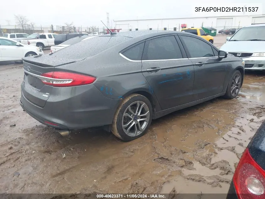 2017 Ford Fusion Se VIN: 3FA6P0HD2HR211537 Lot: 40623371