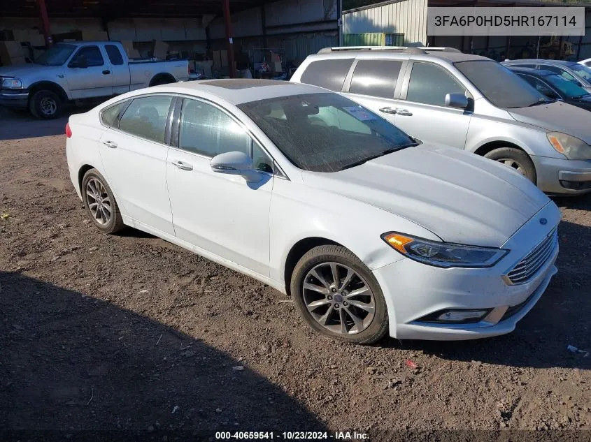 2017 Ford Fusion Se VIN: 3FA6P0HD5HR167114 Lot: 40659541