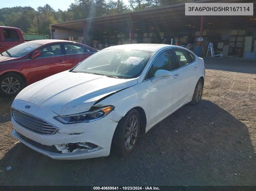 2017 Ford Fusion Se VIN: 3FA6P0HD5HR167114 Lot: 40659541