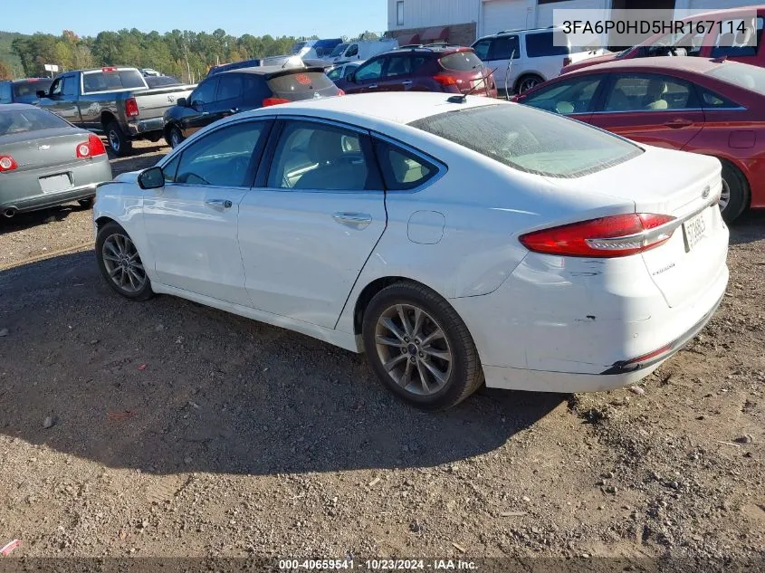 2017 Ford Fusion Se VIN: 3FA6P0HD5HR167114 Lot: 40659541