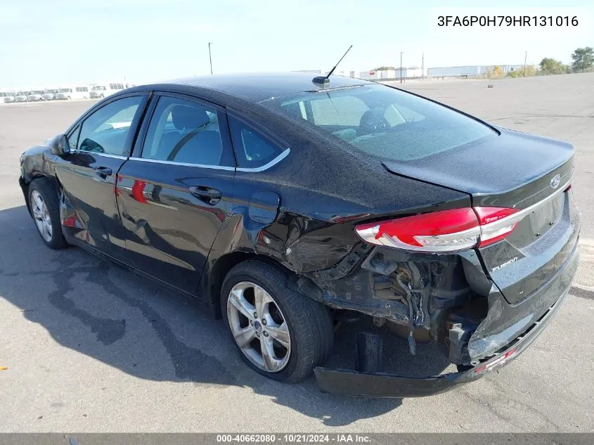 2017 Ford Fusion Se VIN: 3FA6P0H79HR131016 Lot: 40662080