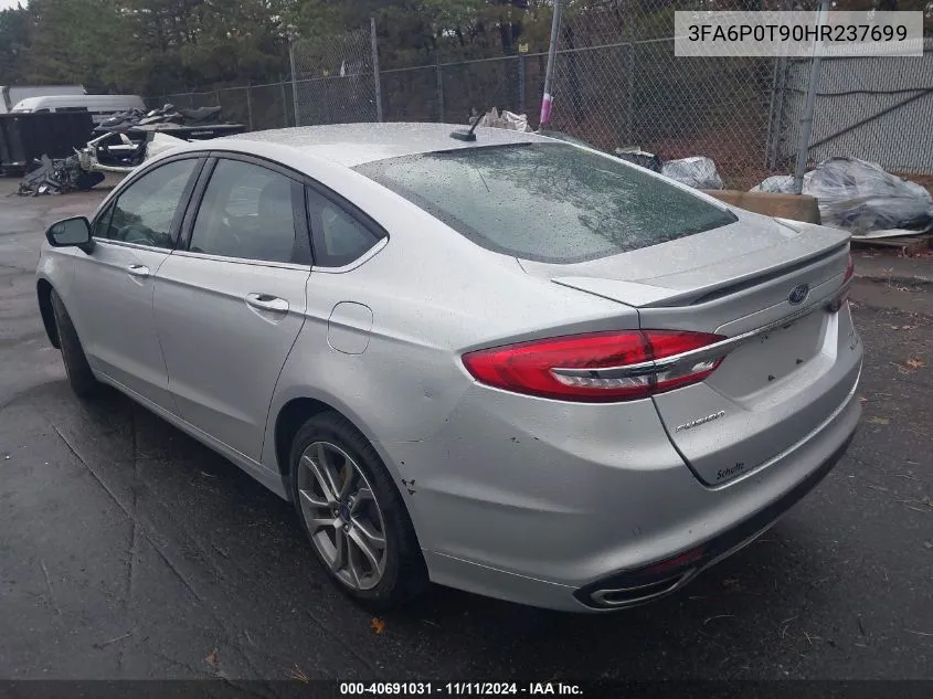 2017 Ford Fusion Se VIN: 3FA6P0T90HR237699 Lot: 40691031