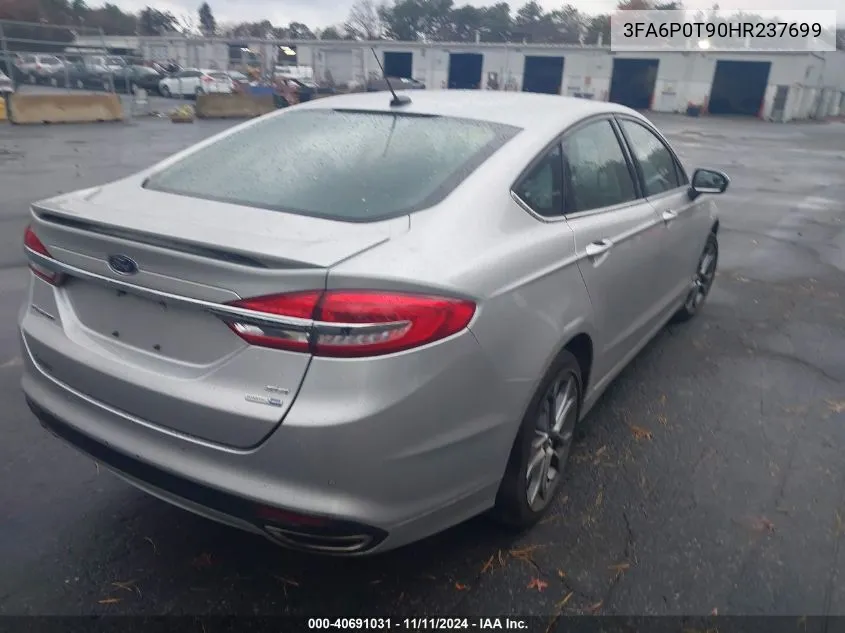 2017 Ford Fusion Se VIN: 3FA6P0T90HR237699 Lot: 40691031