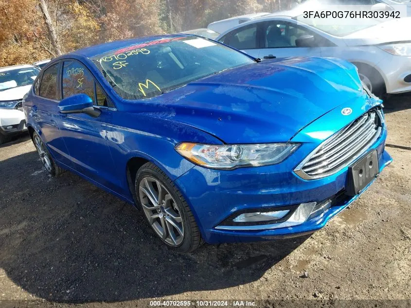 2017 Ford Fusion S VIN: 3FA6P0G76HR303942 Lot: 40702595