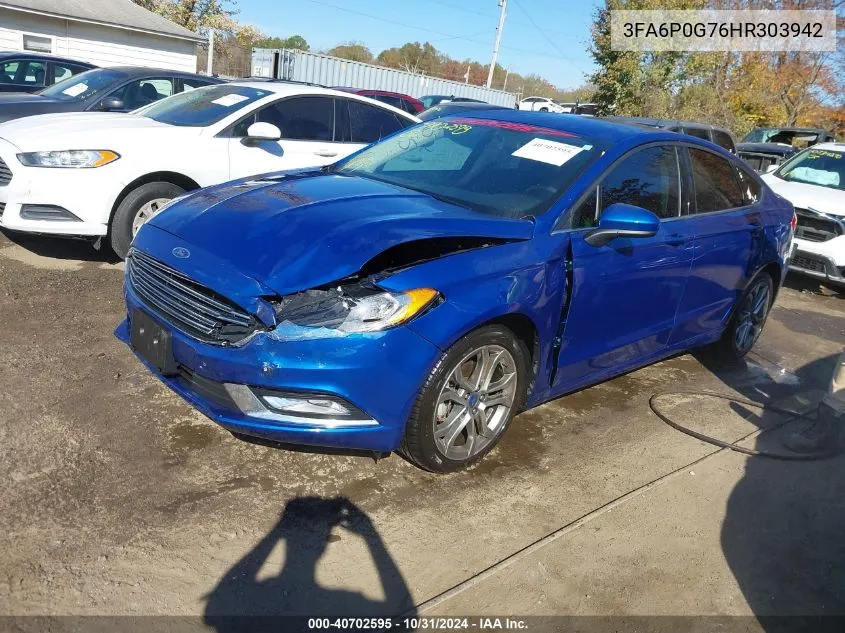 2017 Ford Fusion S VIN: 3FA6P0G76HR303942 Lot: 40702595